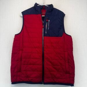 Vineyard Vines Men's Puffer Vest Size S Full Zip Red Navy Preppy Outerwear